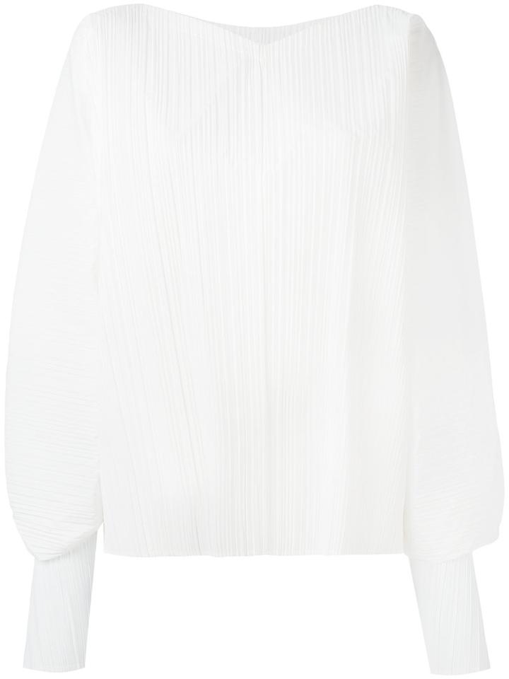 Jil Sander - Cocoon Sleeves Ribbed Blouse - Women - Cotton/polyester - 36, White, Cotton/polyester
