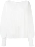 Jil Sander - Cocoon Sleeves Ribbed Blouse - Women - Cotton/polyester - 36, White, Cotton/polyester