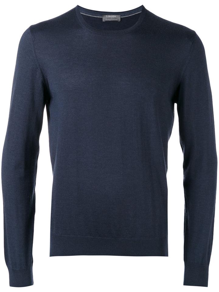 Barba - Crew-neck Jumper - Men - Silk/cashmere - 48, Blue, Silk/cashmere