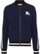 Burberry Ekd Logo Merino Wool Varsity Jacket - Blue
