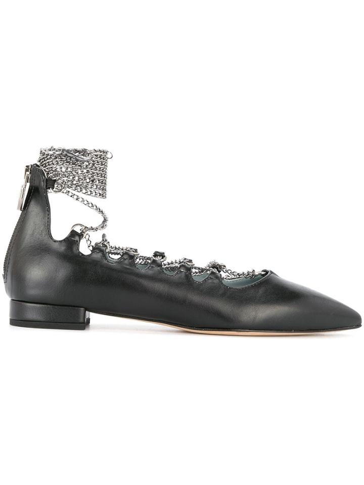 Chiara Ferragni Chain Strap Pointed Pumps - Black