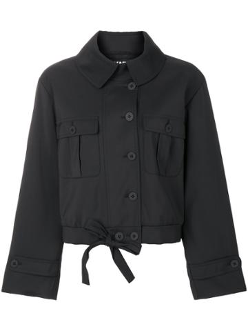 Karl Lagerfeld Cropped Cargo Pocket Jacket - Black