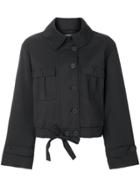 Karl Lagerfeld Cropped Cargo Pocket Jacket - Black