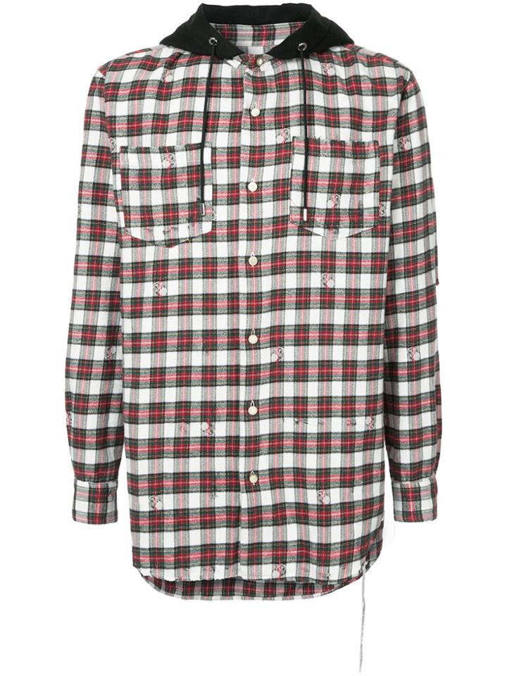 Mastermind World Checked Shirt Hoodie - White