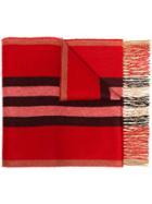 Burberry Striped Cashmere Scarf - Red