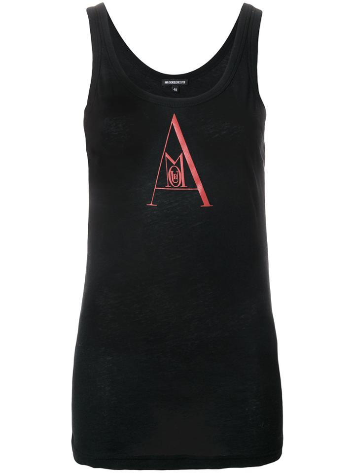 Ann Demeulemeester A Print Tank Top - Black