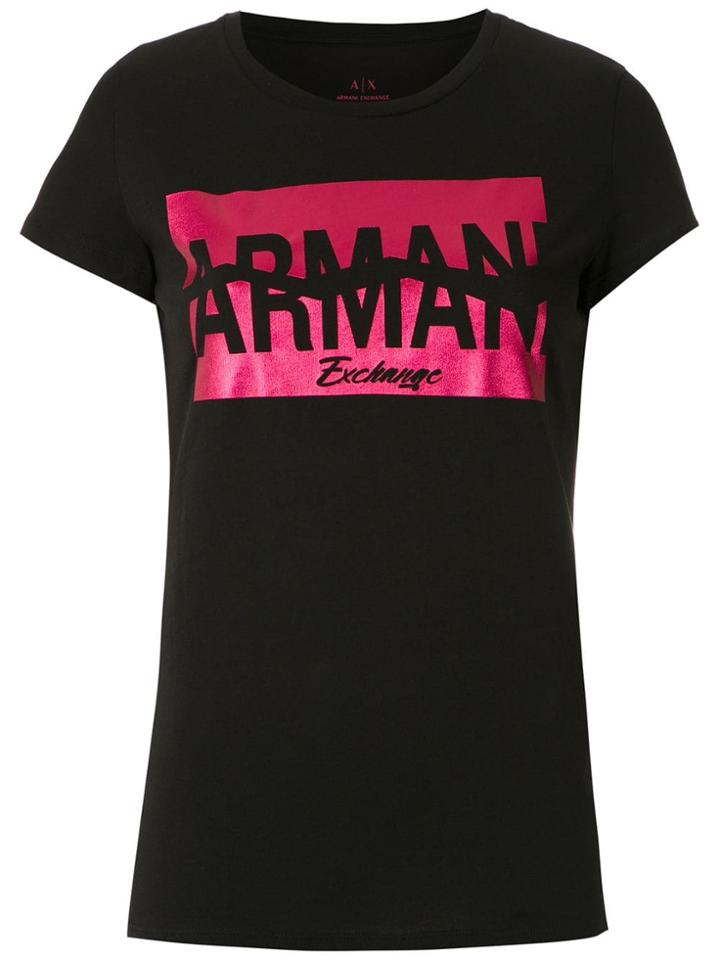 Armani Exchange Camiseta Slim Fit Com Estampa Contrastante - Black