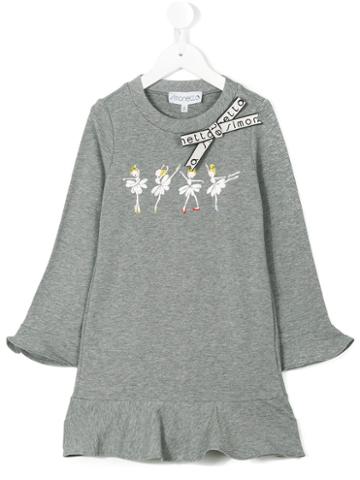 Simonetta - Ballerinas Print Dress - Kids - Cotton/elastodiene - 4 Yrs, Grey