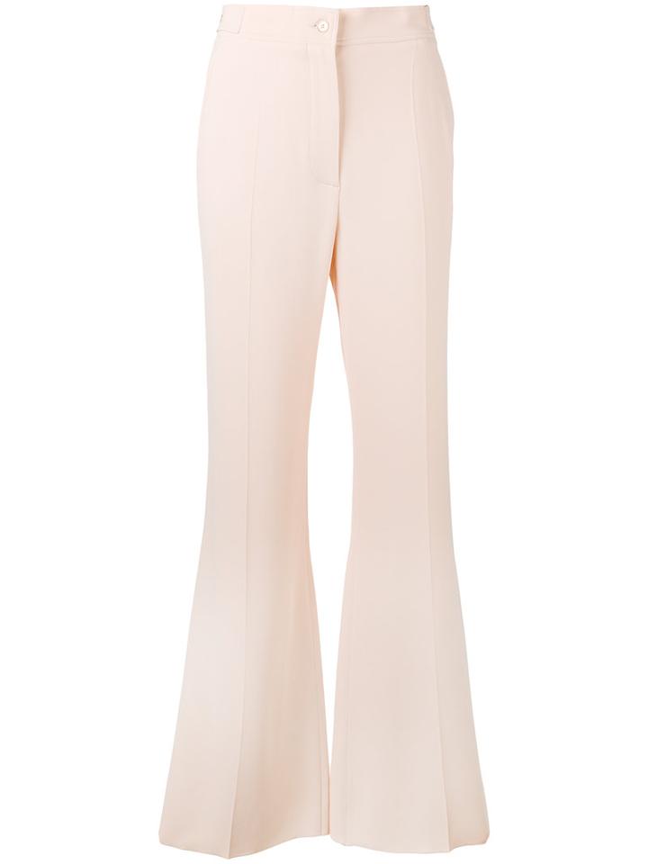 Rochas - High Waist Flared Trouser - Women - Silk/spandex/elastane/acetate/viscose - 40, Pink/purple, Silk/spandex/elastane/acetate/viscose