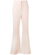 Rochas - High Waist Flared Trouser - Women - Silk/spandex/elastane/acetate/viscose - 40, Pink/purple, Silk/spandex/elastane/acetate/viscose