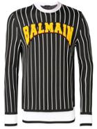Balmain Striped Logo Sweatshirt - Black