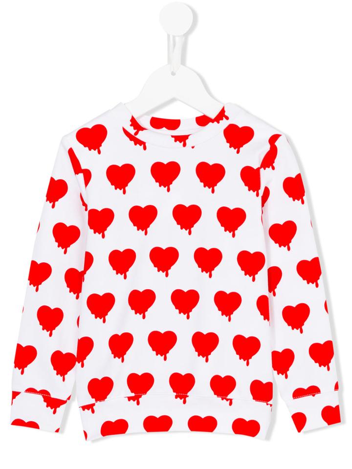Caroline Bosmans - Heart Print Sweatshirt - Kids - Cotton/spandex/elastane - 4 Yrs, Toddler Girl's, White