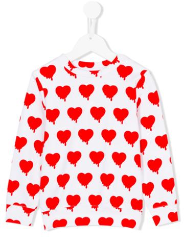 Caroline Bosmans - Heart Print Sweatshirt - Kids - Cotton/spandex/elastane - 4 Yrs, Toddler Girl's, White