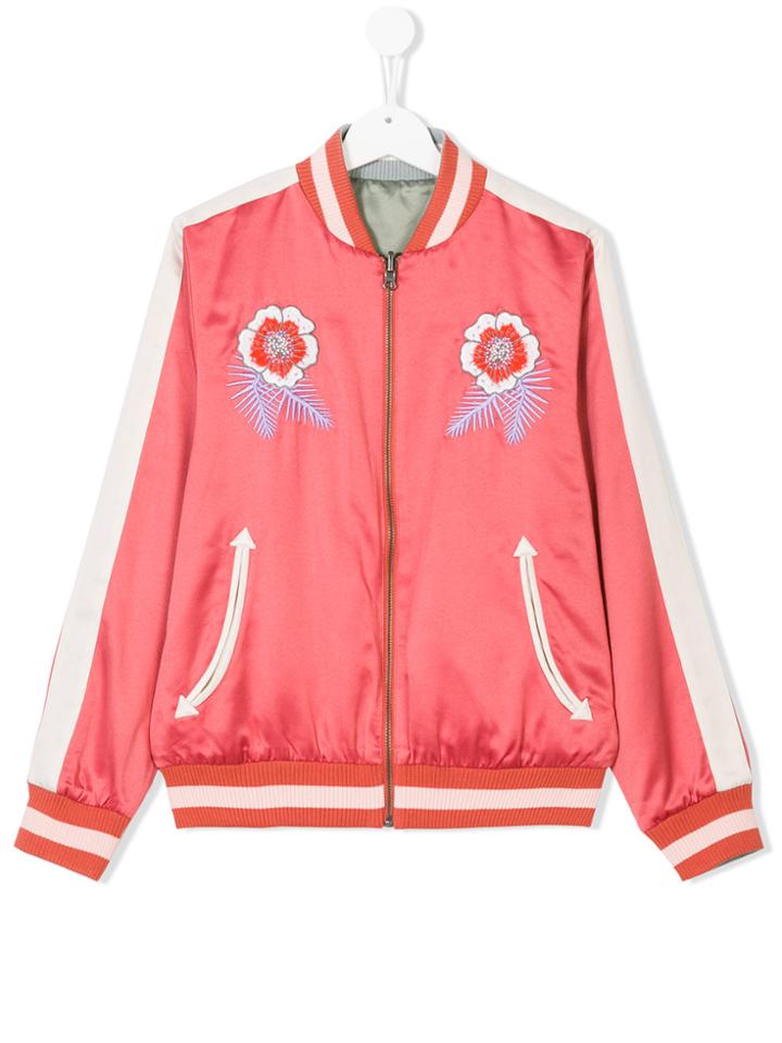 Stella Mccartney Kids Embroidered Logos Bomber Jacket - Pink & Purple