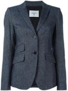 Dondup Button Up Blazer, Women's, Size: 44, Blue, Virgin Wool/spandex/elastane/acetate/polyester