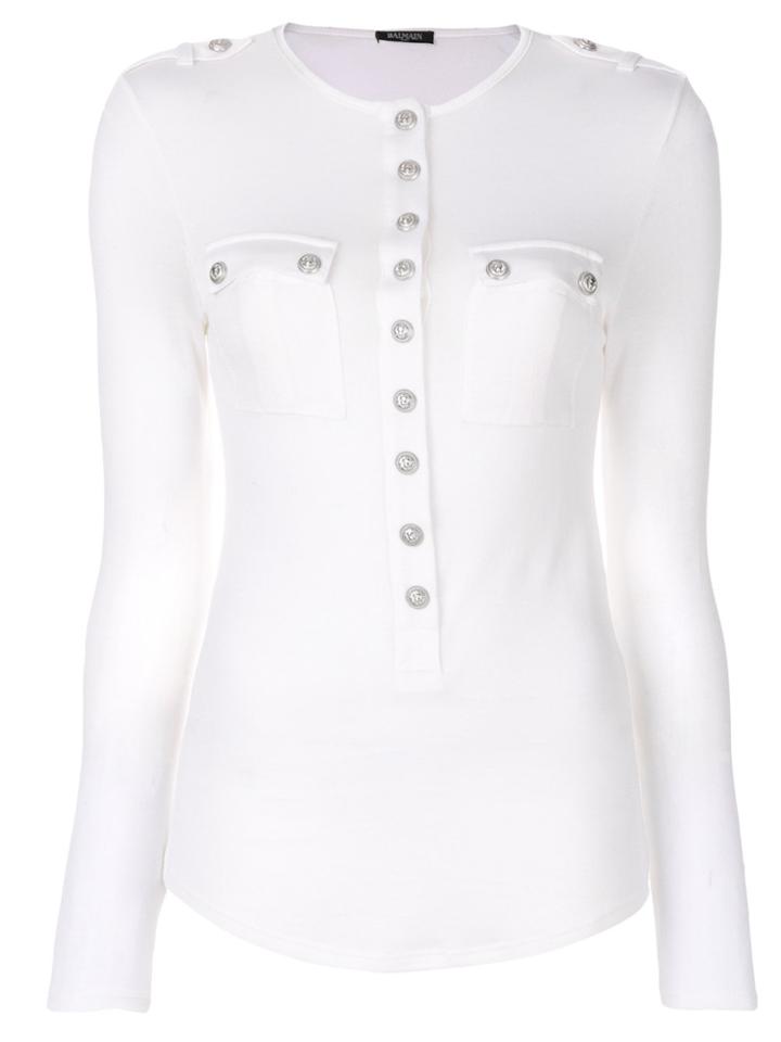Balmain Slim-fit Knitted Blouse - White