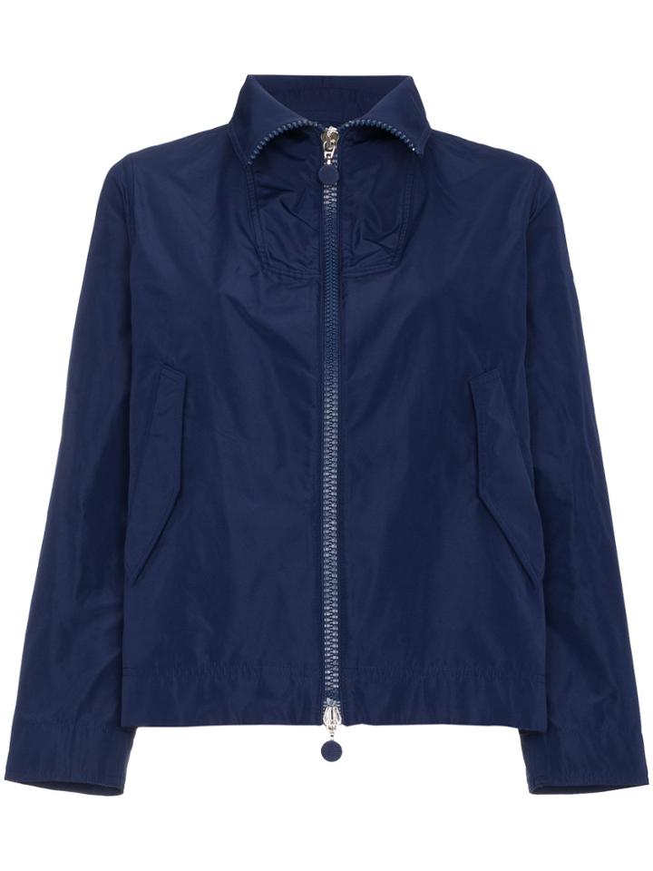 Moncler High Neck Cropped Jacket - Blue