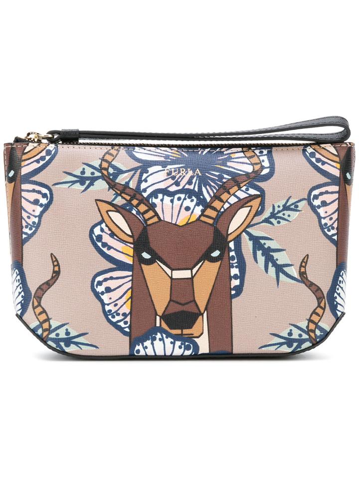 Furla - Deer Print Clutch - Women - Leather - One Size, Leather