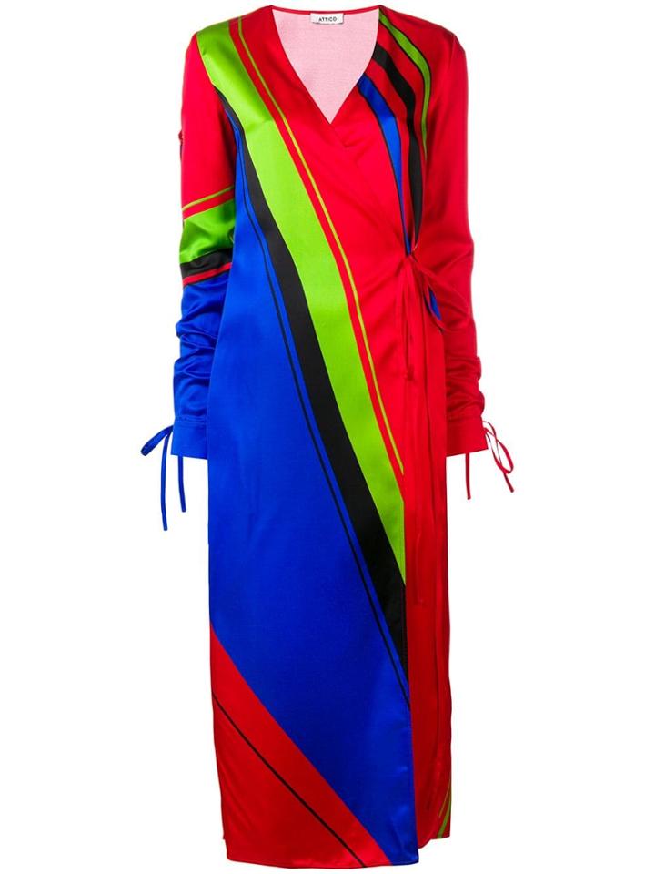 Attico Printed Robe Dress - Red