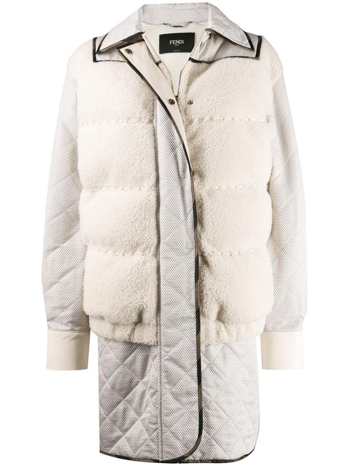 Fendi Padded Shearling Coat - Neutrals