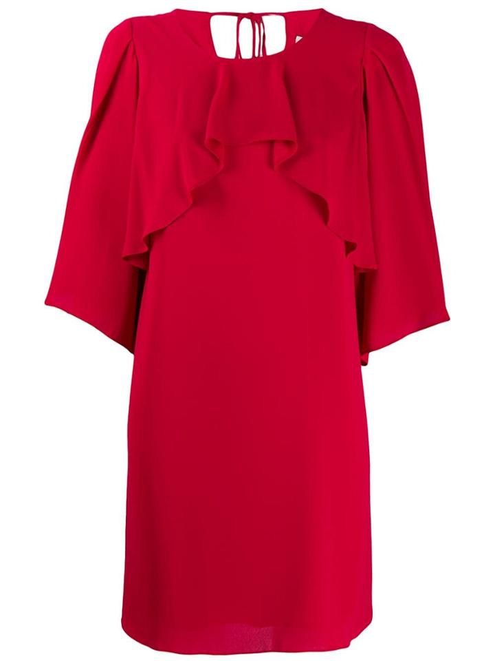 Halston Heritage Chiffon Overlay Shift Dress - Red