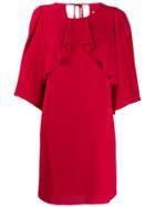 Halston Heritage Chiffon Overlay Shift Dress - Red