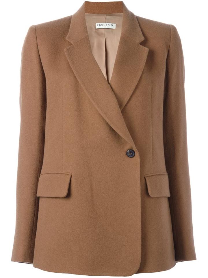 Each X Other Flap Pockets Folded Blazer, Women's, Size: Medium, Brown, Wool