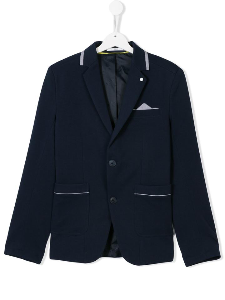 Boss Kids Teen Contrast-trim Blazer - Blue