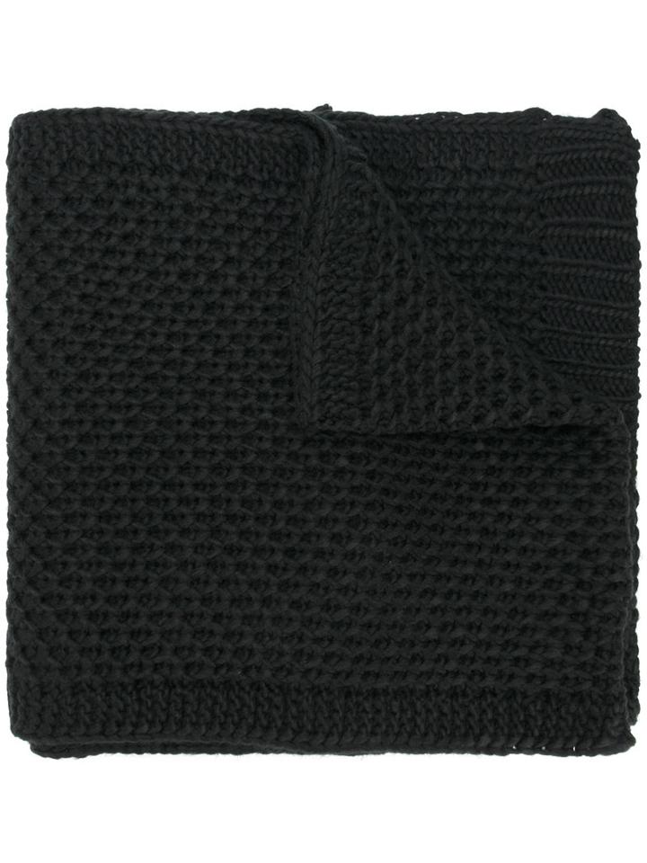 Twin-set - Leather Corsage Scarf - Women - Acrylic/wool - One Size, Black, Acrylic/wool