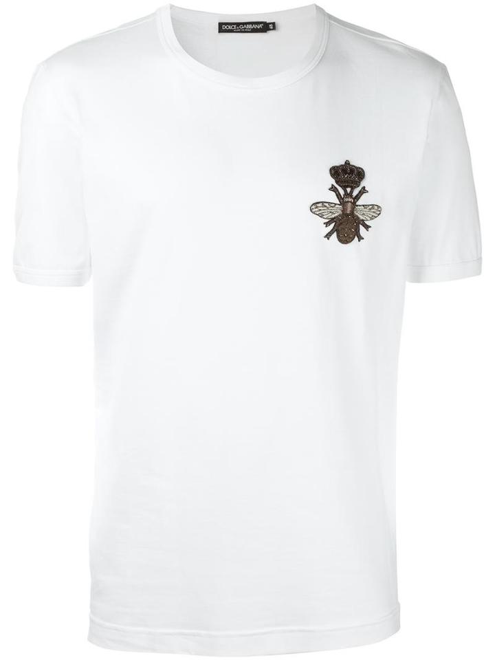 Dolce & Gabbana Crown & Bee Patch T-shirt, Men's, Size: 50, Cotton/brass/viscose/silk