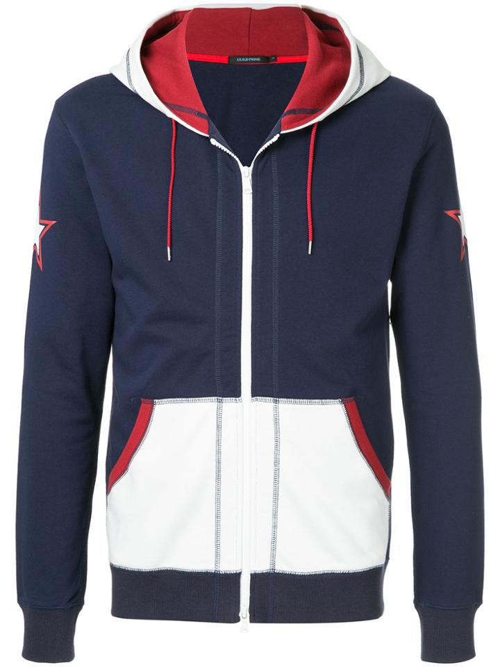 Guild Prime Star Print Colourblock Hoodie - Blue