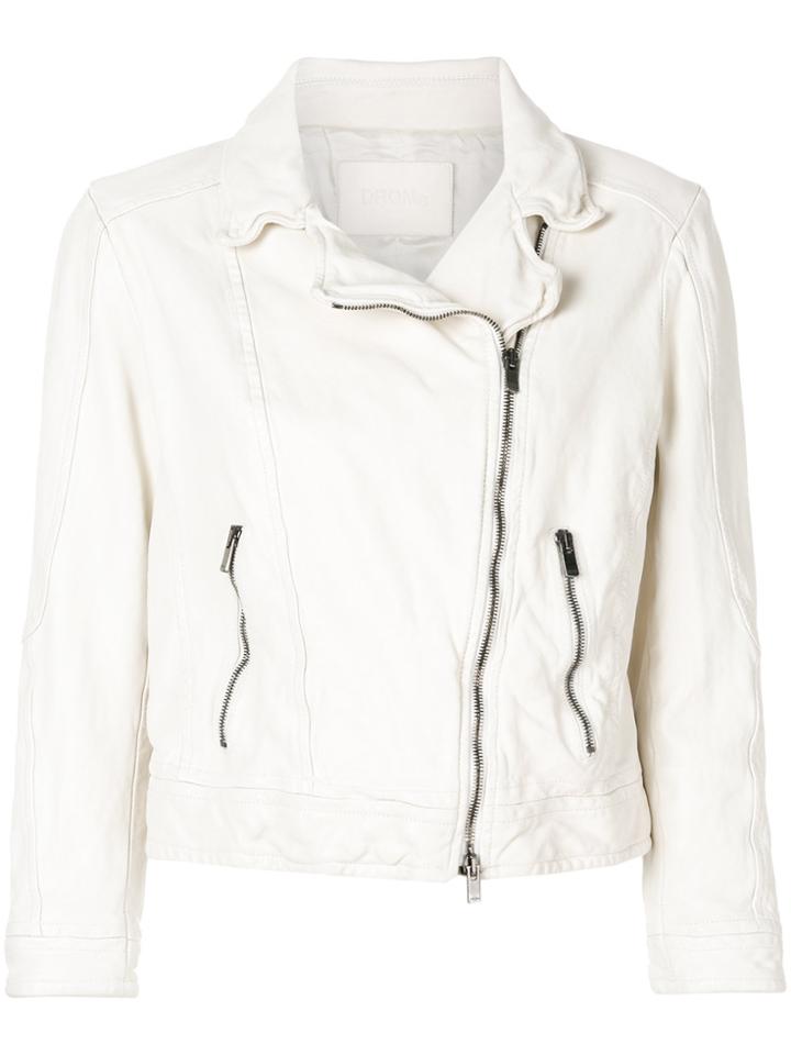 Drome Cropped Biker Jacket - White
