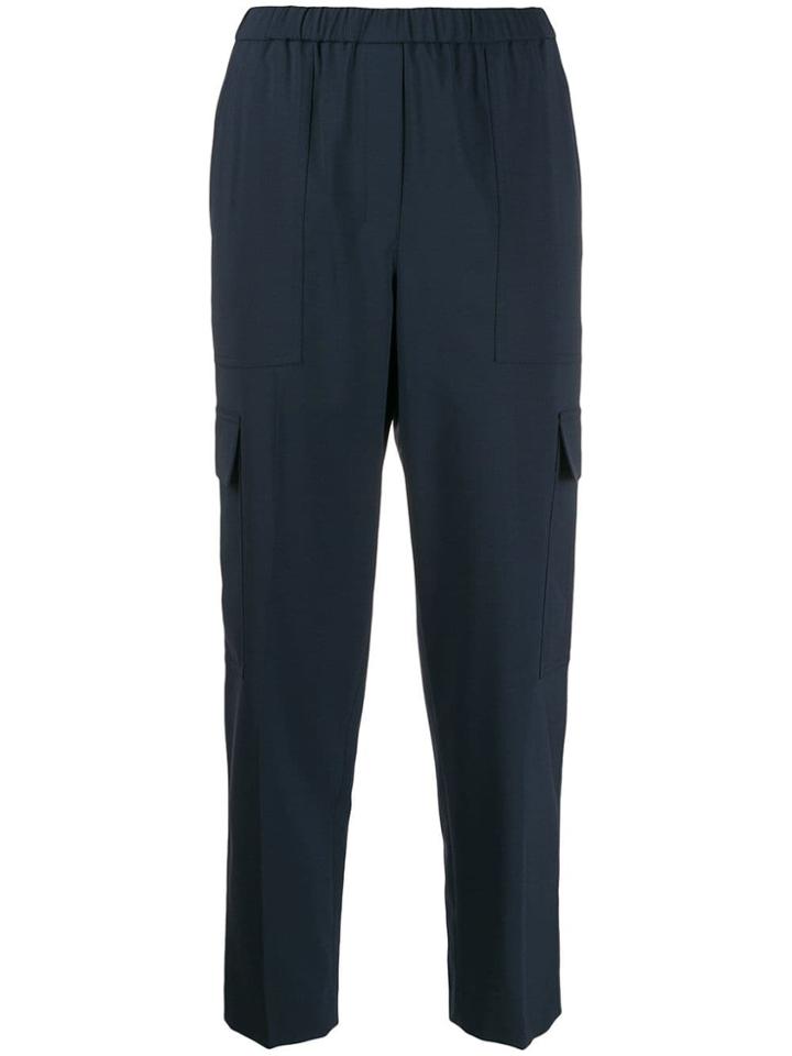 Theory Elastic-waist Tapered-leg Trousers - Blue