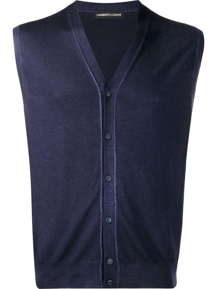 Lamberto Losani Sleeveless Knitted Cardigan - Blue