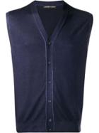 Lamberto Losani Sleeveless Knitted Cardigan - Blue
