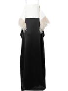 Burberry Feather Trim Crepe And Silk Satin Gown - Black