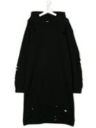 Diesel Kids Teen Distressed Hoodie Dress - Black