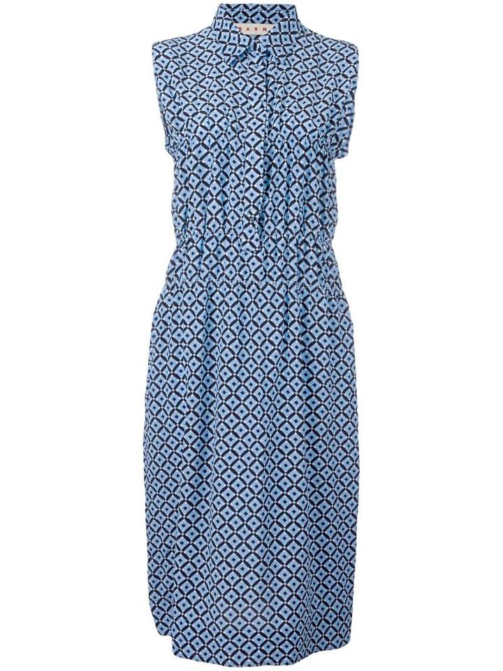 Marni Tracery Print Dress, Women's, Size: 44, Blue, Silk