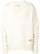 Ami Alexandre Mattiussi V Neck Oversize Sweater - White