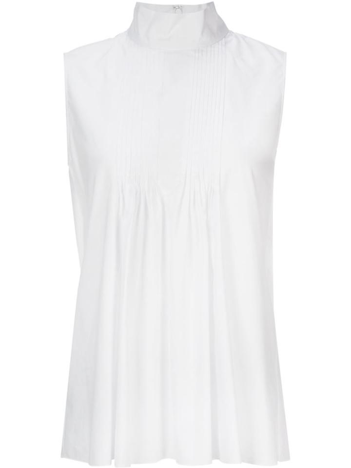 Astraet Pleated Mock Neck Top, Women's, White, Cotton