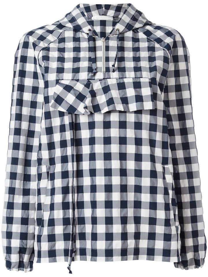 Peter Jensen Gingham Anorak Jacket, Women's, Size: Small, Blue, Cotton/polyamide