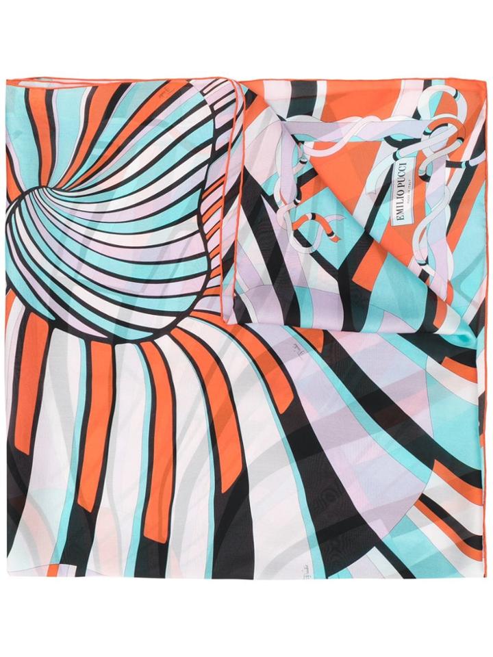 Emilio Pucci Shell Print Silk Scarf - Purple