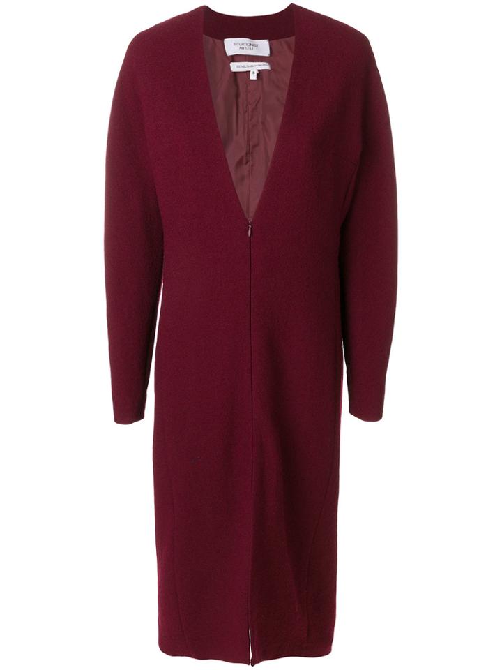 Situationist Zip Front Fitted Dress - Red