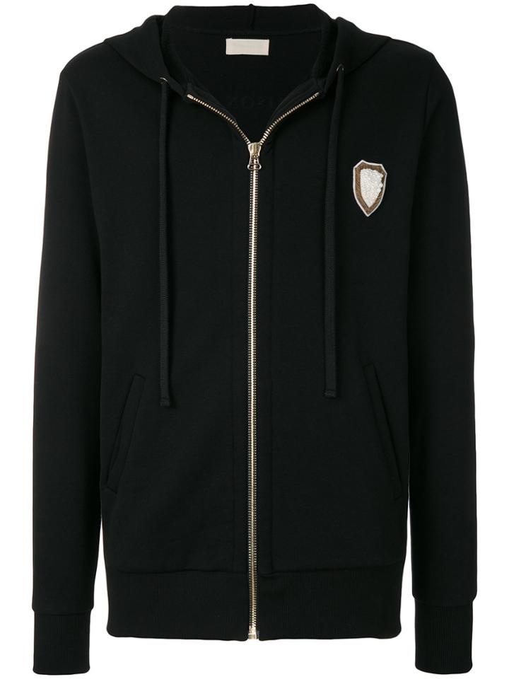 Ih Nom Uh Nit Chest Patch Zip Front Hoodie - Black