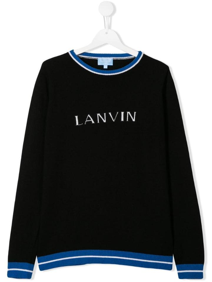 Lanvin Enfant Logo Intarsia Jumper - Black