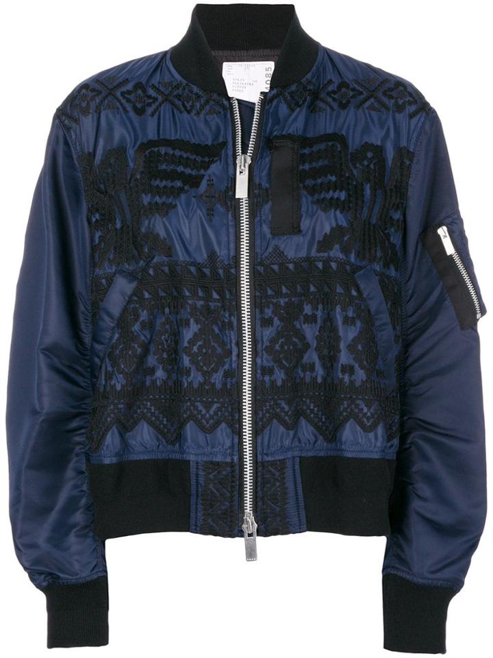 Sacai Embroidered Bomber Jacket - Blue