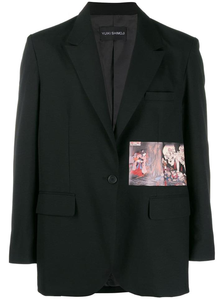 Yuiki Shimoji Skeleton Patch Blazer - Black
