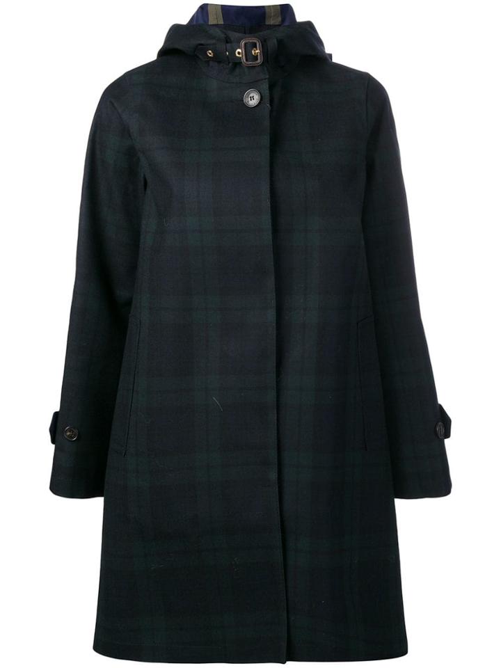 Mackintosh Checked Single-breasted Coat - Green