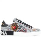 Dolce & Gabbana Portofino Graffiti Print Sneakers - Grey
