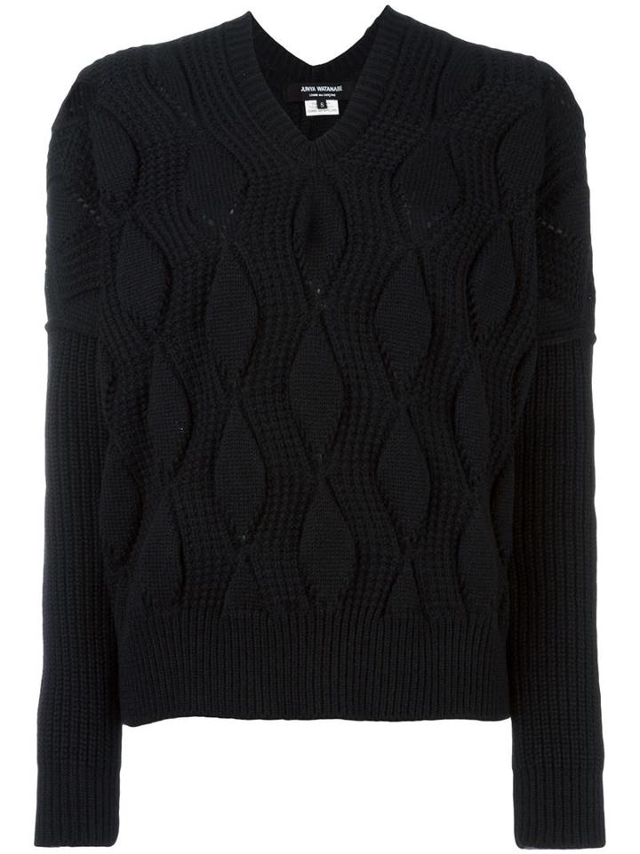 Junya Watanabe Comme Des Garçons Cable Knit Jumper, Women's, Size: Small, Black, Wool